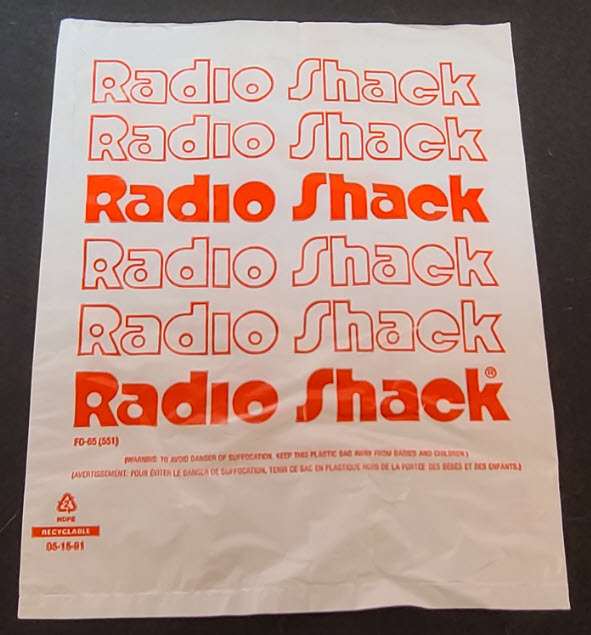 Radio Shack bag 9.75 X 7.75 5-15-91