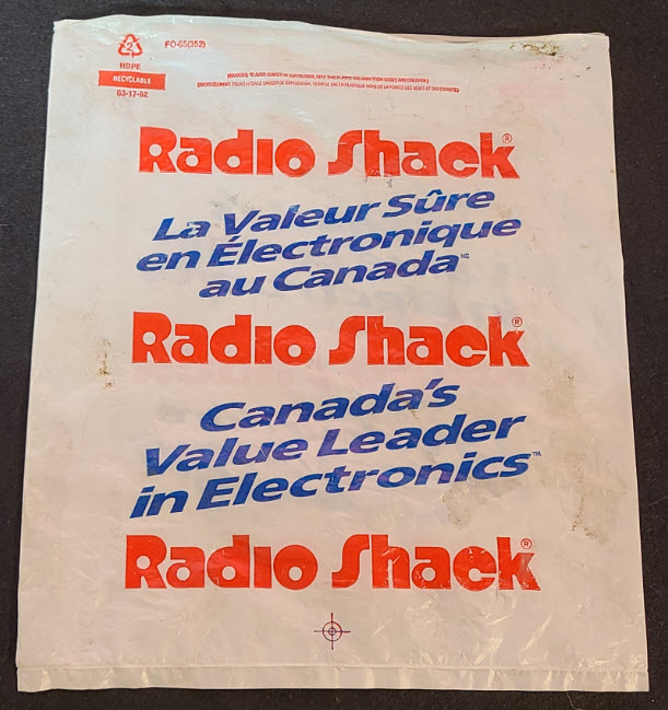 Radio Shack Bag Canadian 9.75 X 8.25 03-17-92